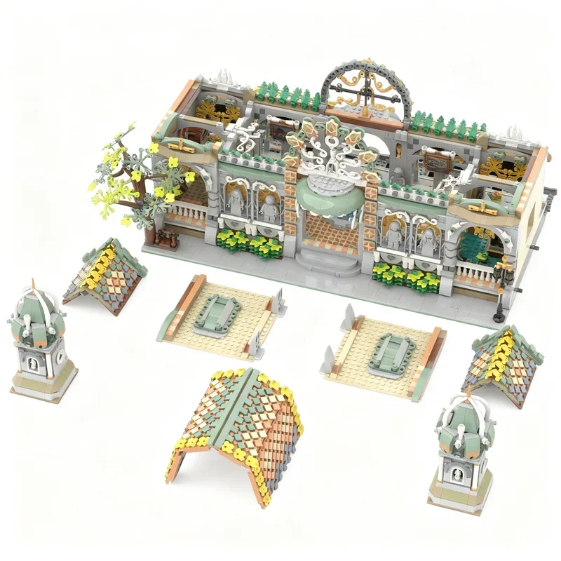 Фото 4632 детали MOC Эльфийская железнодорожная станция 10316 Ривенделл Модульная модель уличного пейзажа Строительные блоки Конструктор Рождественские подарки Игрушечные кирпичики №1