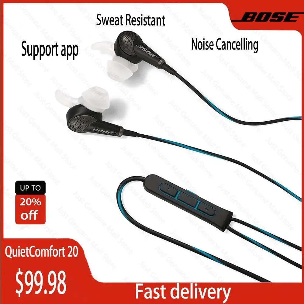 

Original Bose QuietComfort20 In-Ear Wired Noise Cancelling Headphones Deep Bass Sport Music Game Headset For iPhone Android QC20