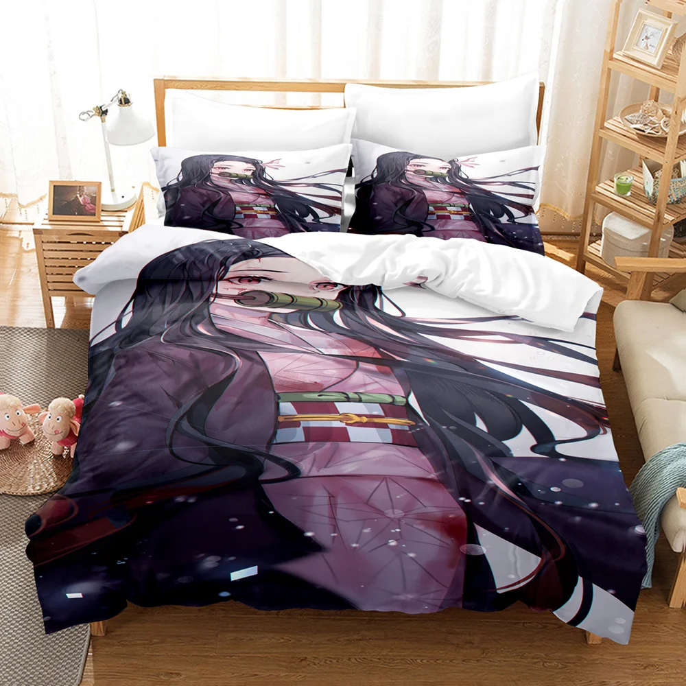 

Kamado Nezuko Bedding Set Single Twin Full Queen King Size Demon Slayer Bed Set Aldult Kid Bedroom Duvetcover Sets 3D Print 038