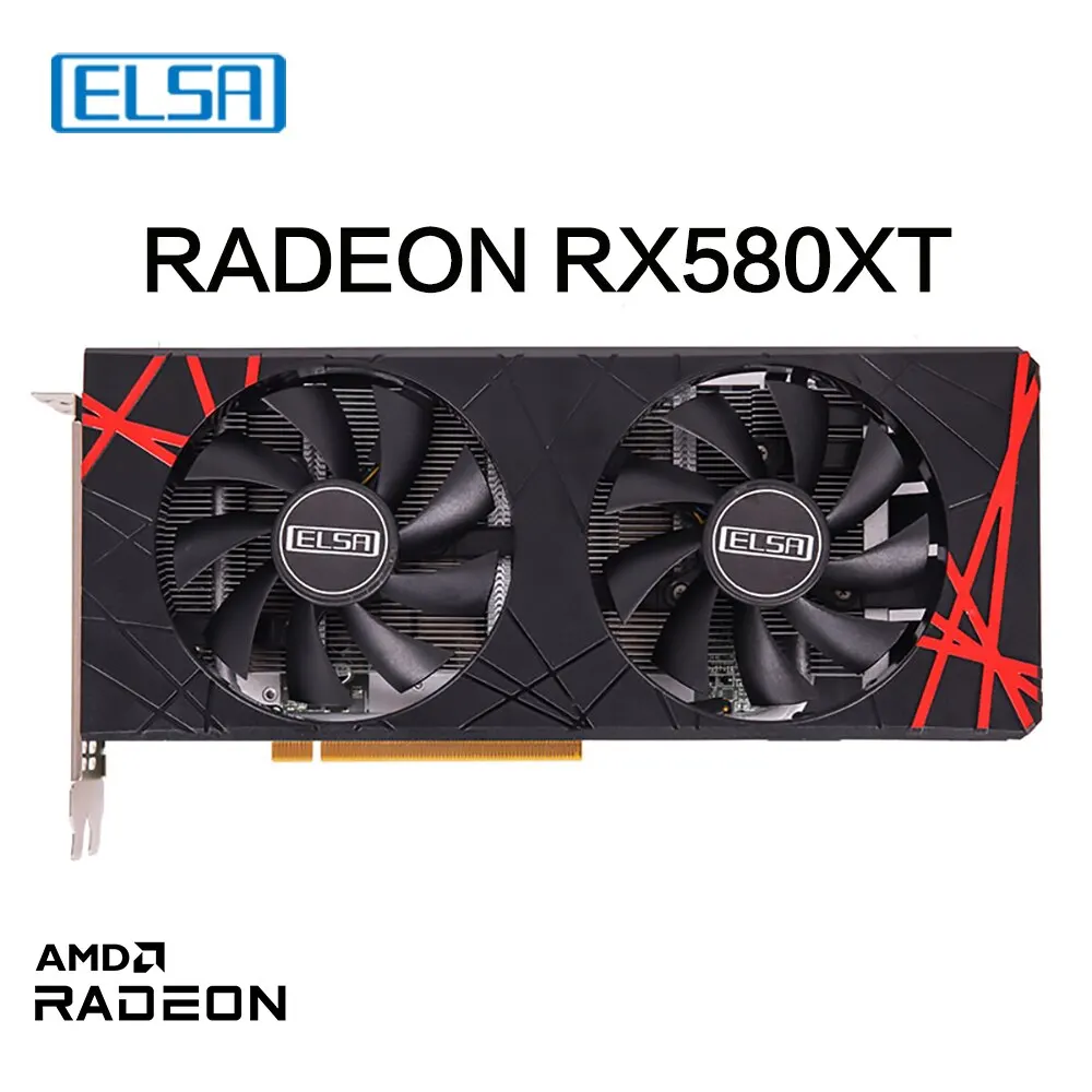 ELSA AMD Radeon RX 580 8 ГБ GDDR5 2048SP 256bit GPU Настольная компьютерная игровая видеокарта