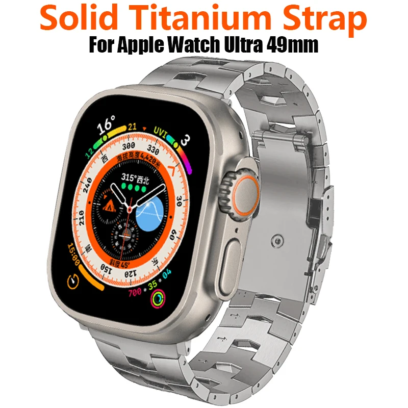 Твердый титановый ремешок для Apple Watch Ultra 49 мм металлический браслет iWatch SE 8 7 6 5 3 Correa 41 мм 40 мм деловой ремешок.
