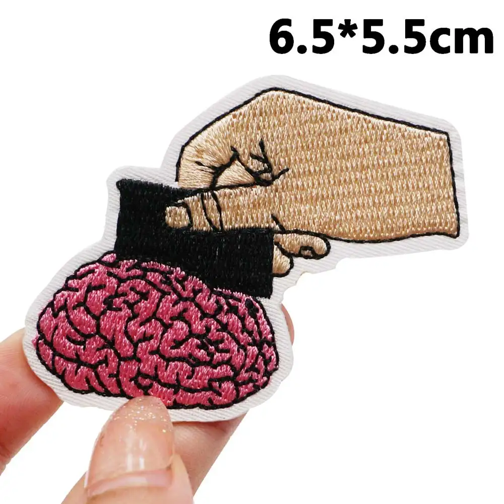 Мозговая искусственная швейная этикетка панк Байкерская лента рок одежда значки