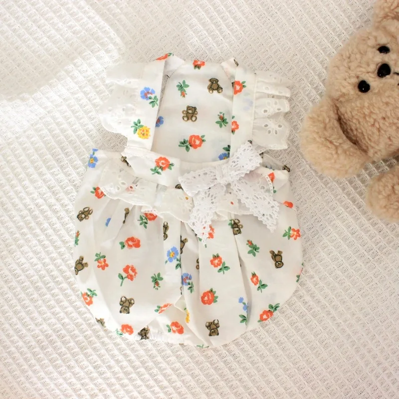 

Bear Bubble Skirt Dog Clothes Dress Dog Clothing Pet Outfits Suspenders Print Summer Teddy Cat Skirt Clothes Yorkies White Girl