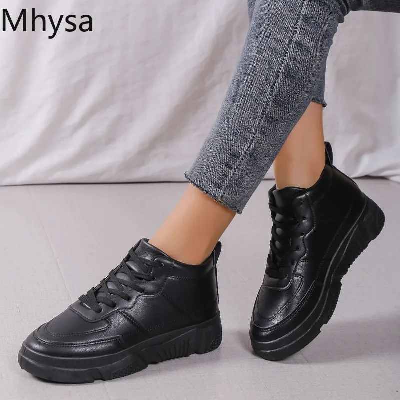 

2023 New Designer Sneakers Women Platform Casual Shoes Fashion Sneakers Platform Basket Femme Black Lace-Up Casual Chunky Shoes