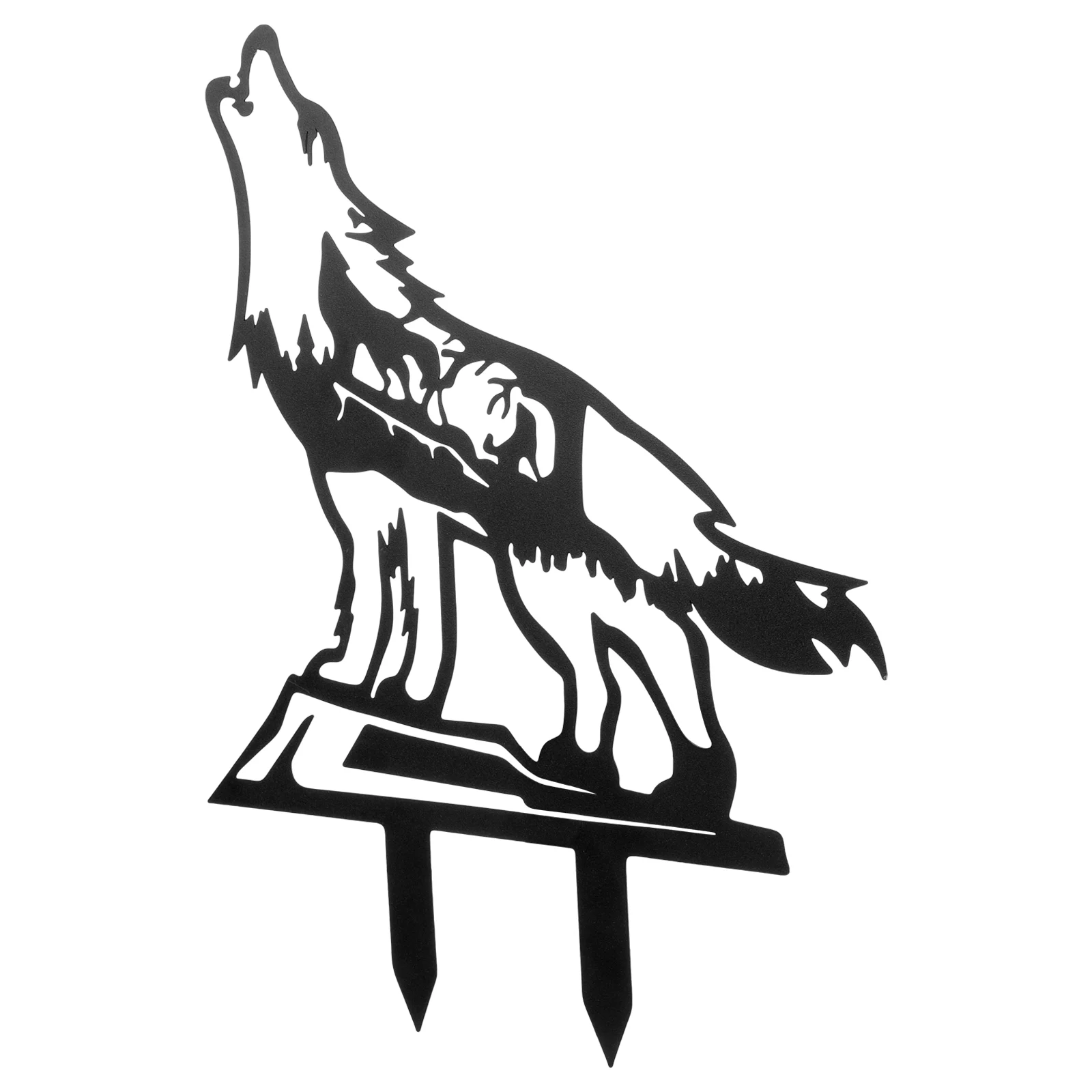 

Metal Wolf Figurine Outdoor Decorations Silhouette Garden Stake Sign Animal Insert Patio Stakes Lawn Yard