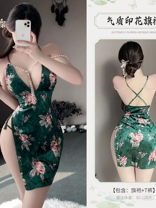 Пикантное платье в китайском стиле с высокой талией и разрезом Китайская