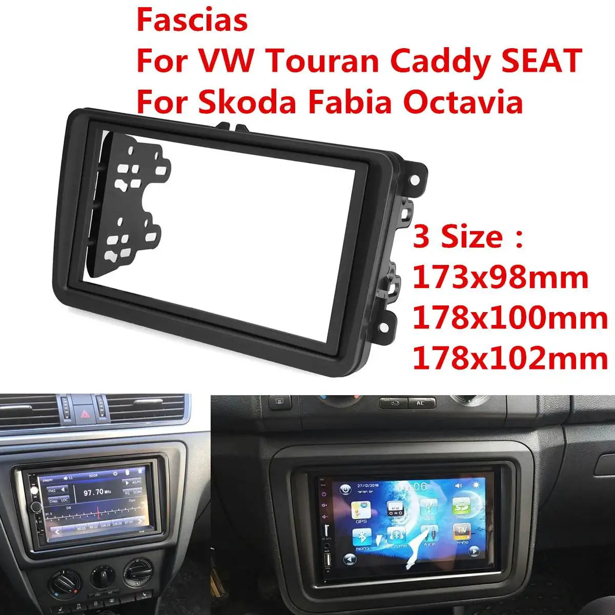 

Car 2 Din Radio Fascia Fascias Panel Frame CD DVD Dash Audio Interior for Volkswagen VW Touran Caddy SEAT Skoda Fabia Octavia