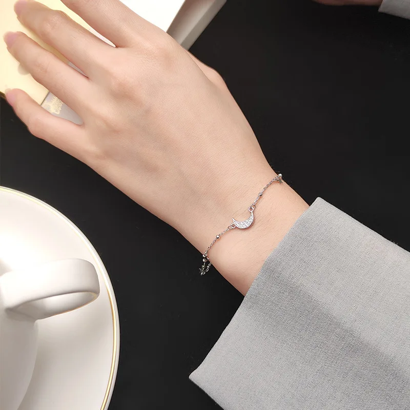 Trustdavis Authentic 925 Sterling Silver Fashion Dazzling CZ Moon Star Bracelet Anklets For Women Fine Jewelry Gift DA623 | Украшения и