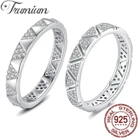 trumium genuine 925 sterling silver triangle rings for women geometric design cz finger ring simple statement jewelry gift