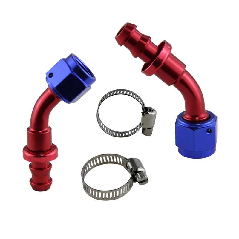 

45 Degree Elbow Swivel Fittings Aluminum 6AN 9/16"-18 Female Thread Push on Hose Barb Fuel Line Adapter 2PCS