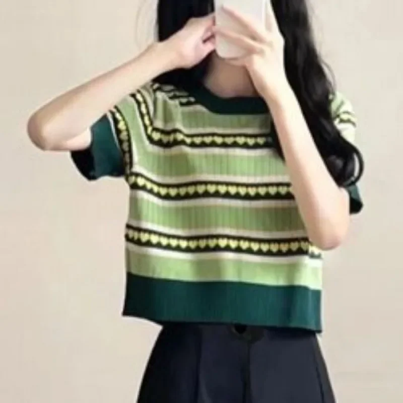 Летняя миниатюрная соленая милая одинаковая полосатая футболка с юбкой комплект