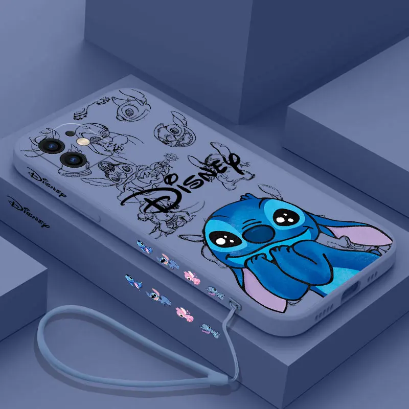 Фото Cool Cartoon Stitch Disneys Phone Case for Oneplus Nord 3 2 9R 9 8T 8 7 7T Pro 6 5G Liquid Silicone Cover with Hand Strap №4