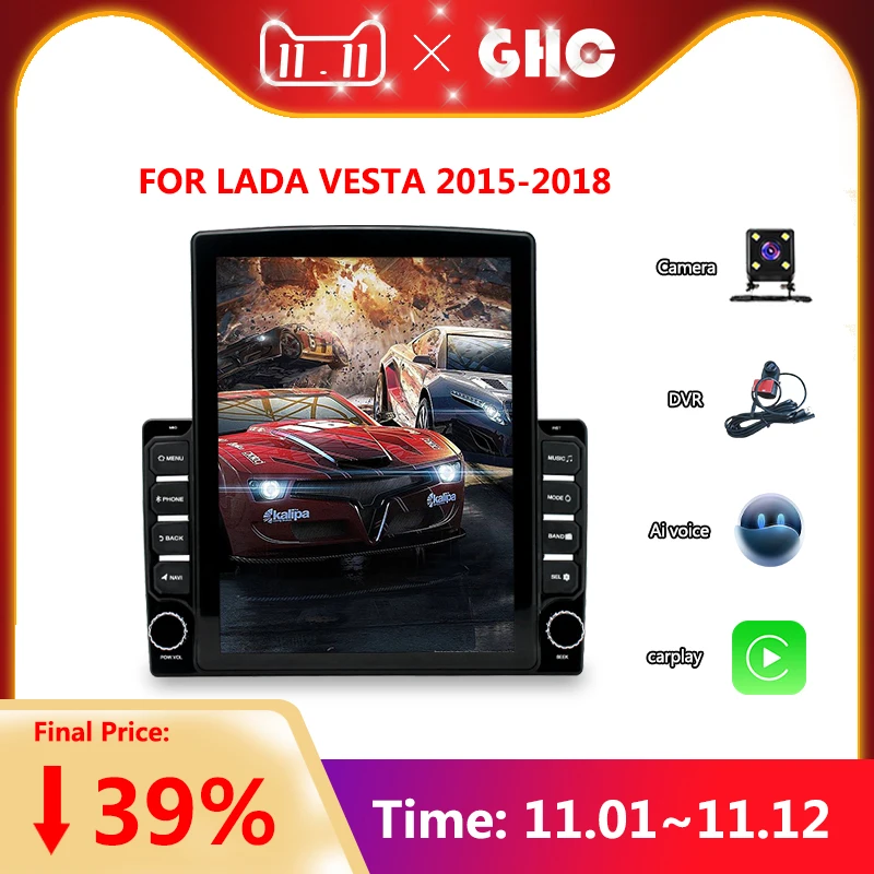 

GHC 9.7Inch WIFI Car Multimedia Player FOR LADA VESTA 2015-2018 2Din Android with Carplay Dashcam Voice Camera Car Multimedia
