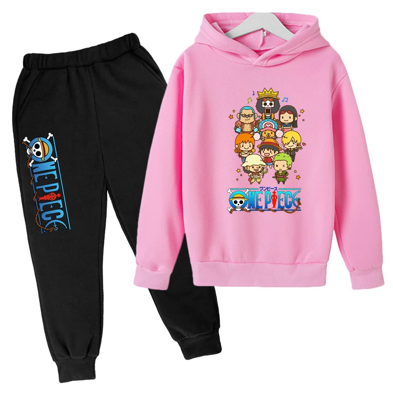 

One Piece Children's Spring And Fall Animation Luffy Solon Aslo Hooded Casual Fashion Coat Pants Sports Hoodie Children's Suit