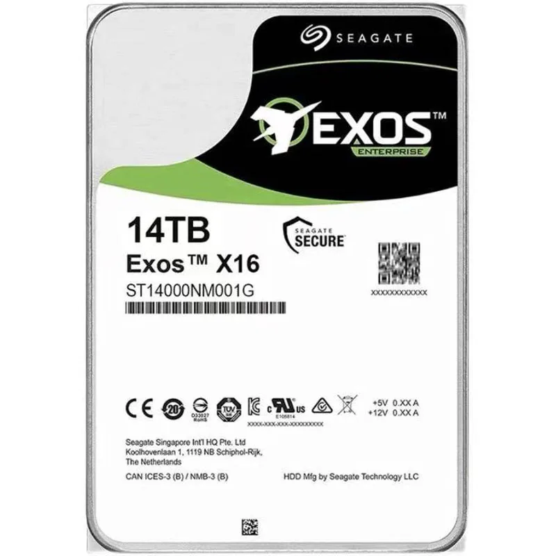 

Жесткий диск для нового Seagate 14 ТБ, HDD Exos X16 ST14000NM001G 14T SATA 6 Гб/с, 7200 об/мин, 256 Мб кэш, 3,5 дюйма, жесткий диск для ПК для корпоративного сервера