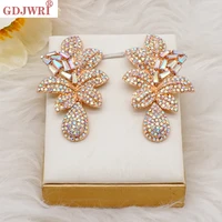 fashion new luxury rhinestone crystal long tassel earrings for women bridal geometric drop earings party wedding jewelry gifts