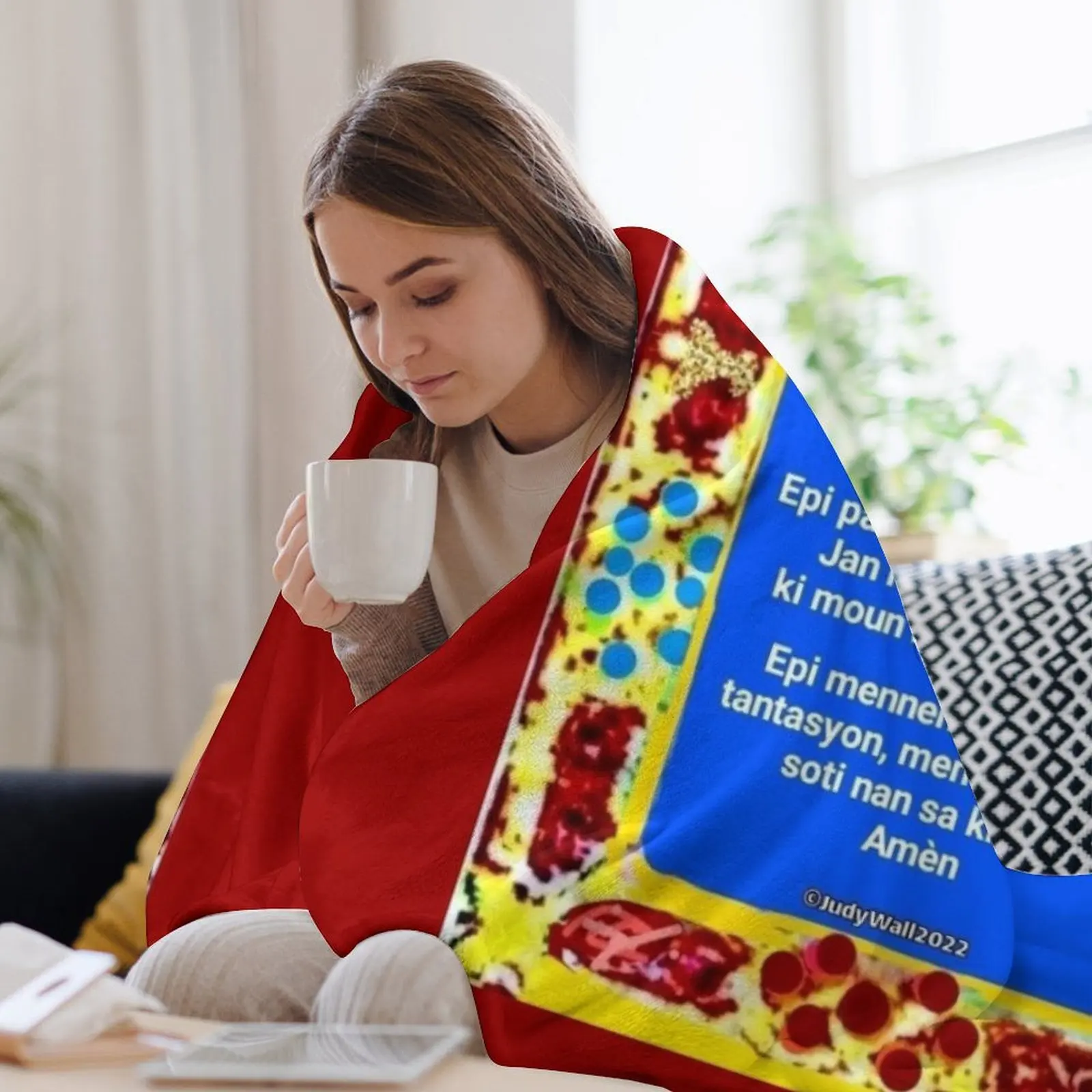 Гаитянский креаль Господняя молитва Наш отец Папа Ноу плед тяжелые красивые