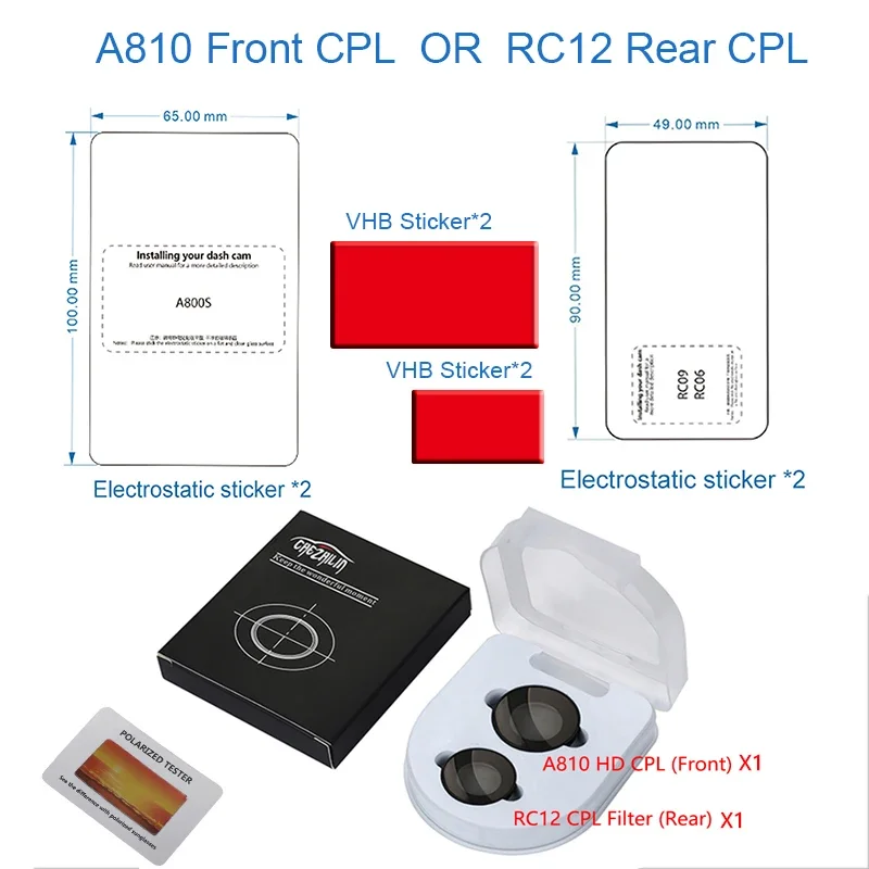 

Для 70mai Фильтр CPL Только для 70mai A810 Фильтр CPL для 70mai RC12 Задний фильтр CPL камеры
