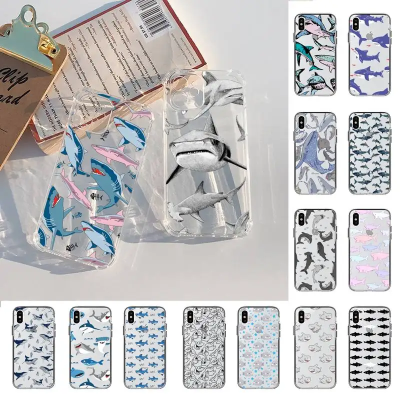 

Cute Shark Pattern Phone Case for iPhone 11 12 13 mini pro XS MAX 8 7 6 6S Plus X 5S SE 2020 XR case