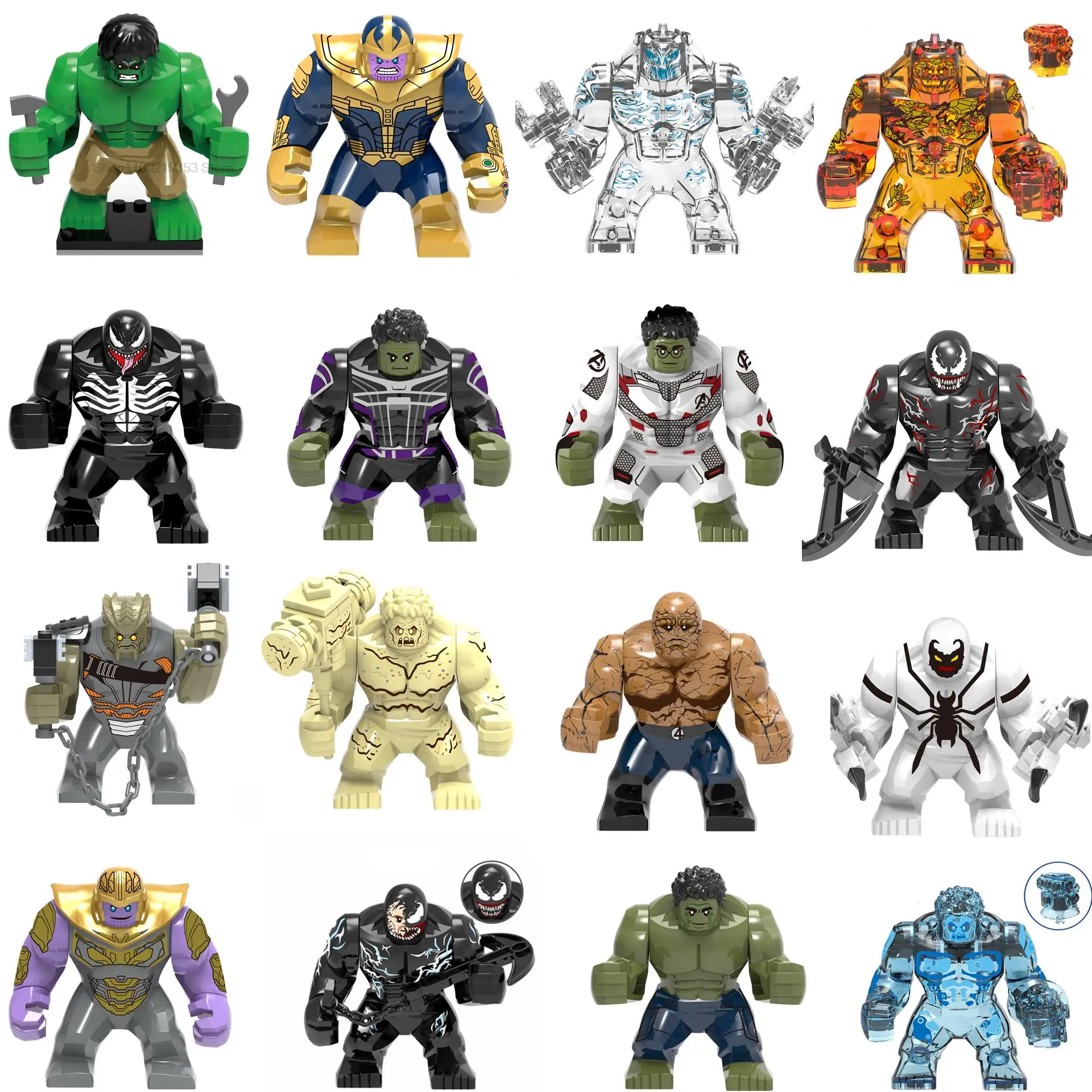 

Disney Hulk Thanos Spider Anime Figure Building Blocks Venom Wolverine Super Mans Heroes Toys For Children Boy Girls Gift