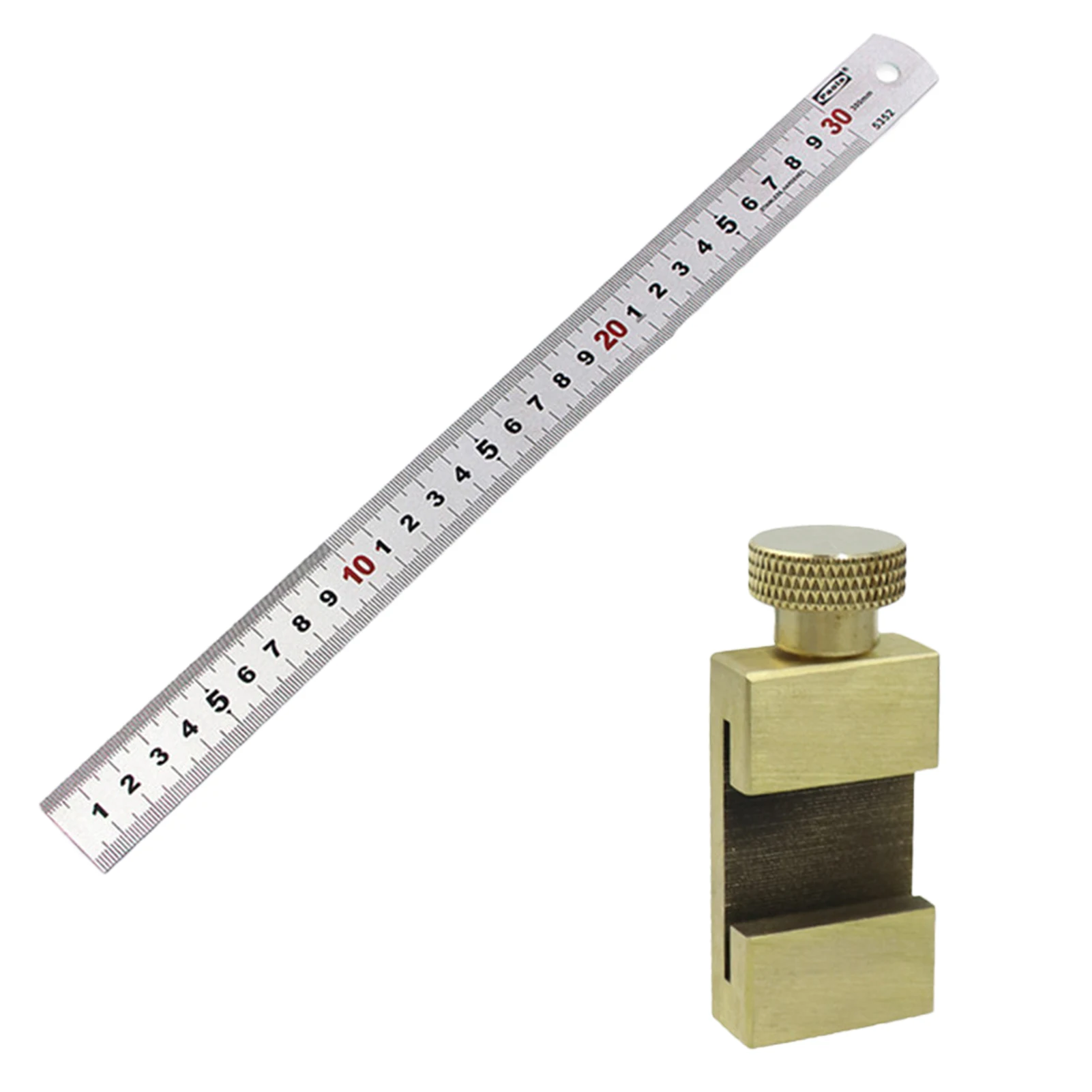 

Stainless Steel Ruler Measuring Tool Brass Stop Drawings School Office Double Scale DIY Accurate Precise Crafts Woodworking