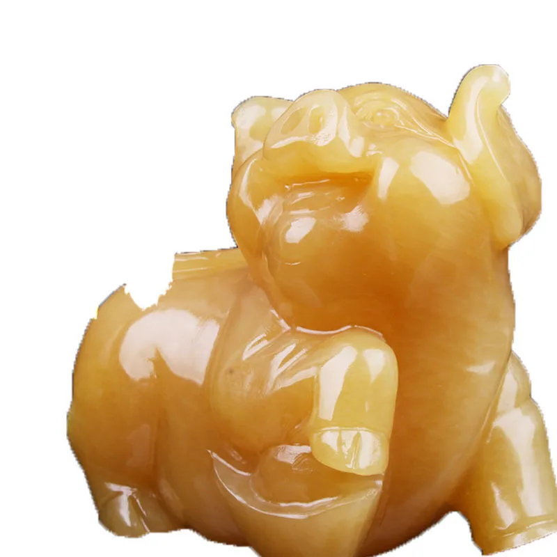 Натуральный желтый нефрит со знаками Зодиака корова украшения Walstreet счастливая