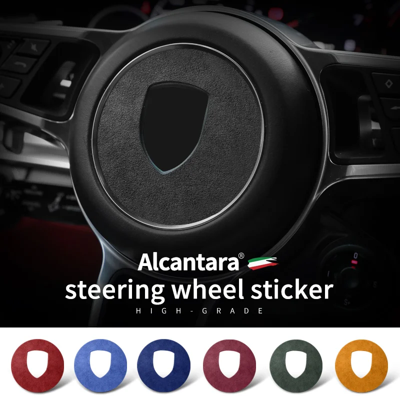 

Alcantara Car Styling Steering Wheel Center Label Sticker Decals For Porsche Panamera Macan Cayenne 718 911 Interior Accessories