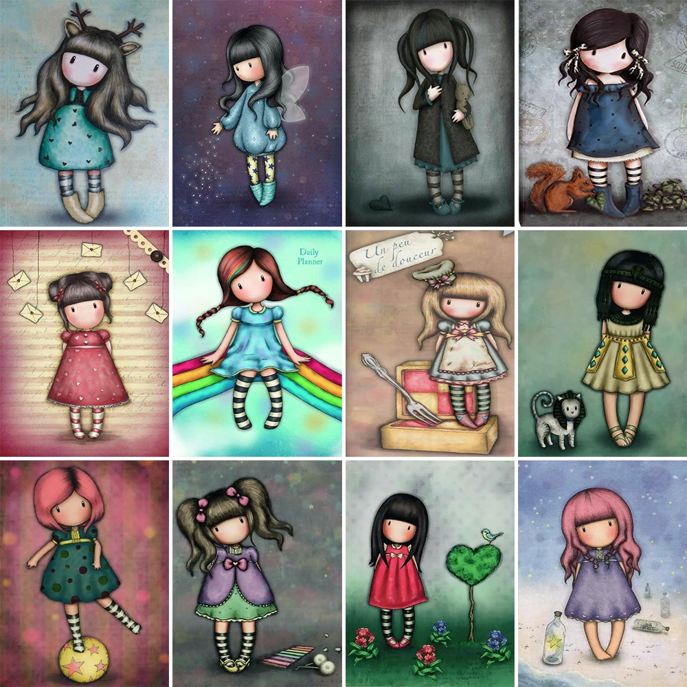 

5D DIY Diamond Painting Cartoon Girl Full Round Diamond Embroidery Mosaic Kit HD Quality Handmade Products