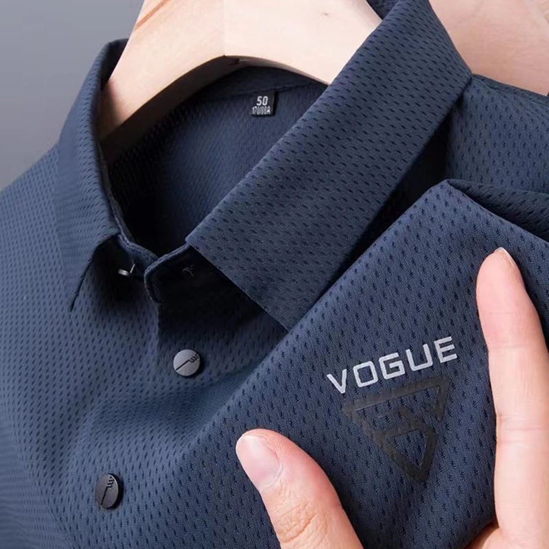 

Рубашка-поло мужская с отложным воротником, модная Роскошная свободная Спортивная деловая футболка с короткими рукавами, в Корейском стиле, лето