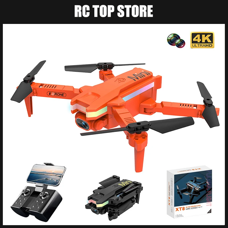 

New XT8 Drone WIFI FPV 4K Dual Camera HD Obstacle Avoidance Drone Professional Four-axis Aircraft Hold Foldable RC Helicopter