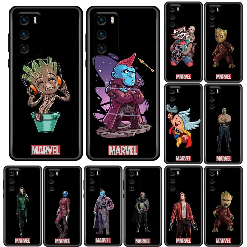 

Phone Case for Huawei P10 P20 P30 P40 P50 P50E P Smart 2021 Pro Lite 5G Plus Silicone Case Cover Guardians of the Galaxy Marvel