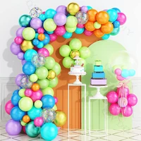 114pcs confetti baby shower latex balloon garland arch kit rainbow birthday party decorations kids baptism gender reveal globos