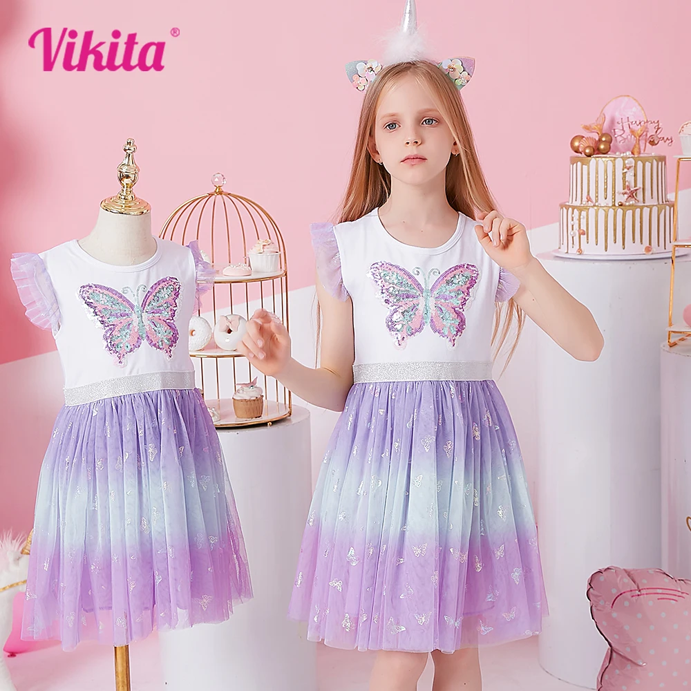 VIKITA летнее платье с расклешенными рукавами-бабочками для девочек детские