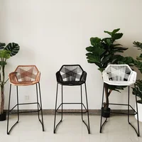 Nordic Bar Stools Creative Rattan Chair Caming Chairs Back Armchair Outdoor Home Coffee Balcony Iron Minimalist Stool