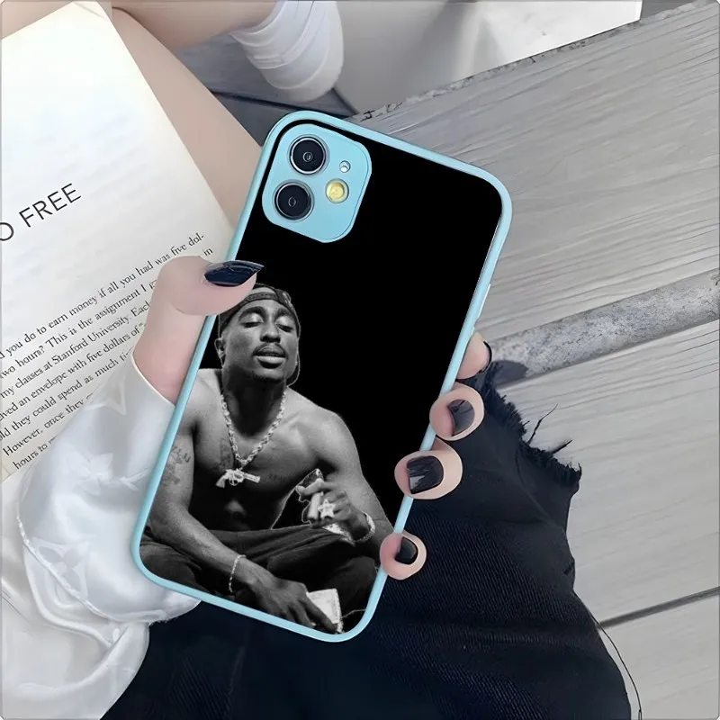Чехол для телефона Rapper 2pac Singer Tupac светло-фиолетовый и светло-голубой Iphone 14 Pro Max 13