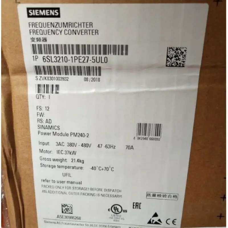 

6SL3210-1PE27-5UL0 Brand New Siemens 6SL3210-1PE27-5UL0