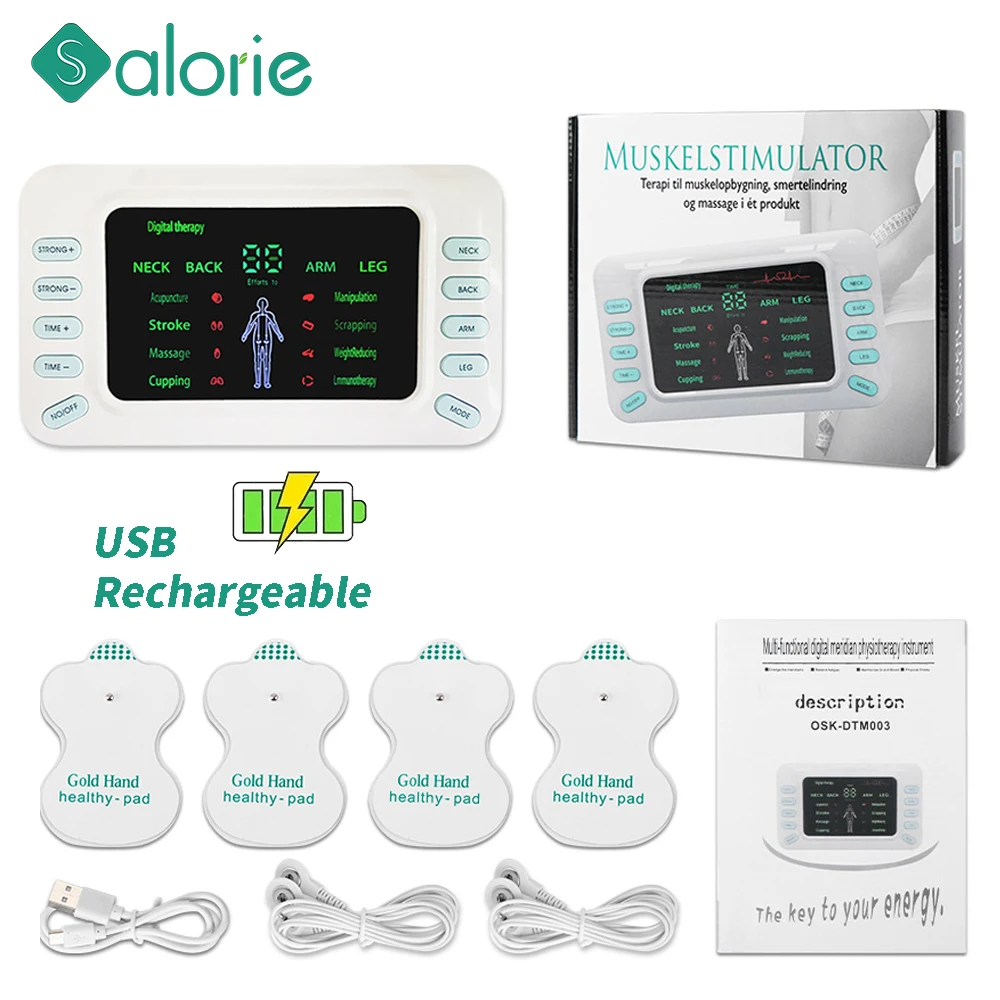 

Tens Unit Muscle Stimulator 8 Modes Electric EMS Acupuncture Body Massage Digital Therapy Slimming Machine Electro Stimulator