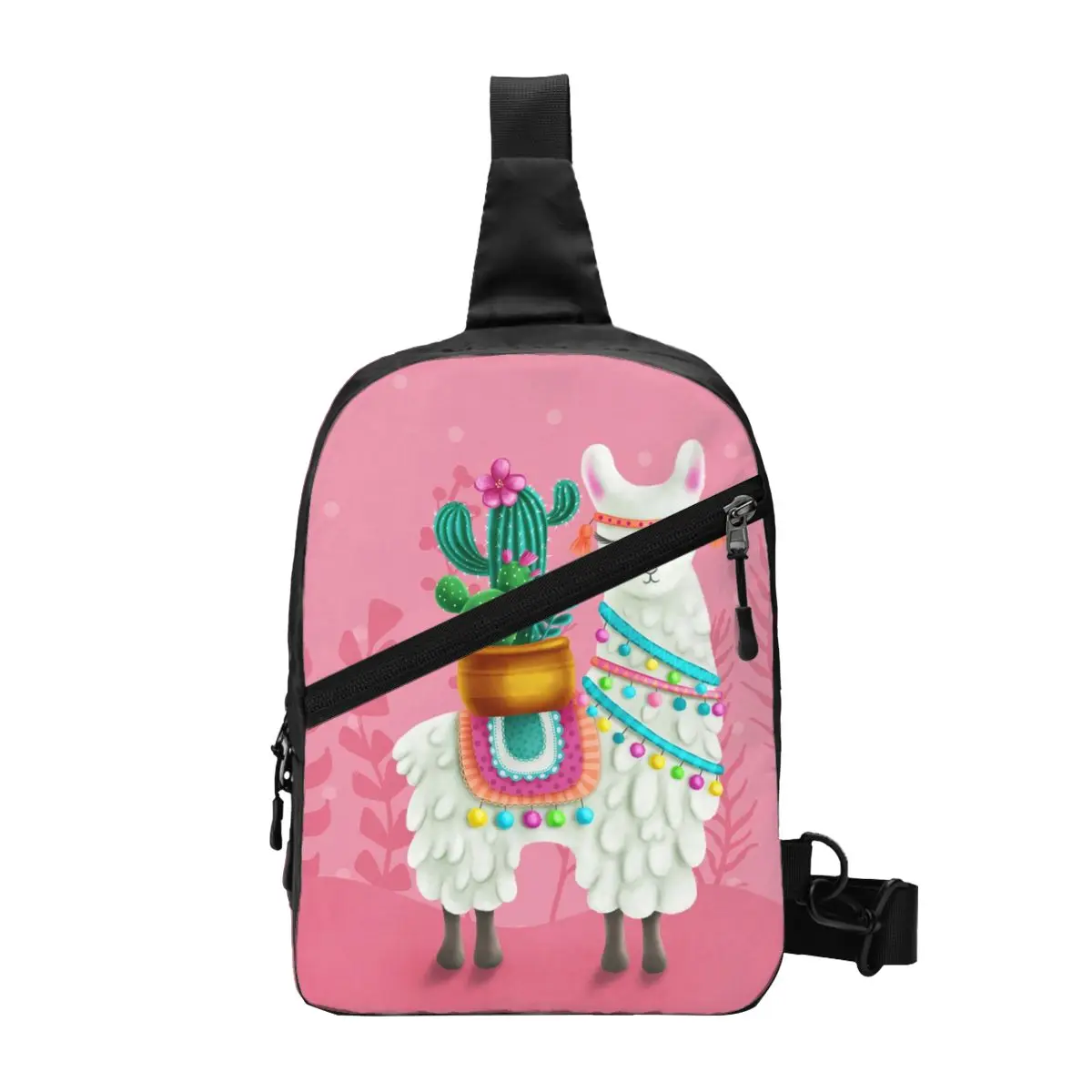 

Alpaca Cactus Cute Llama Chest Bag Animal Funny Crossbody Bags Boy Designer Fishing Cycling Handbags