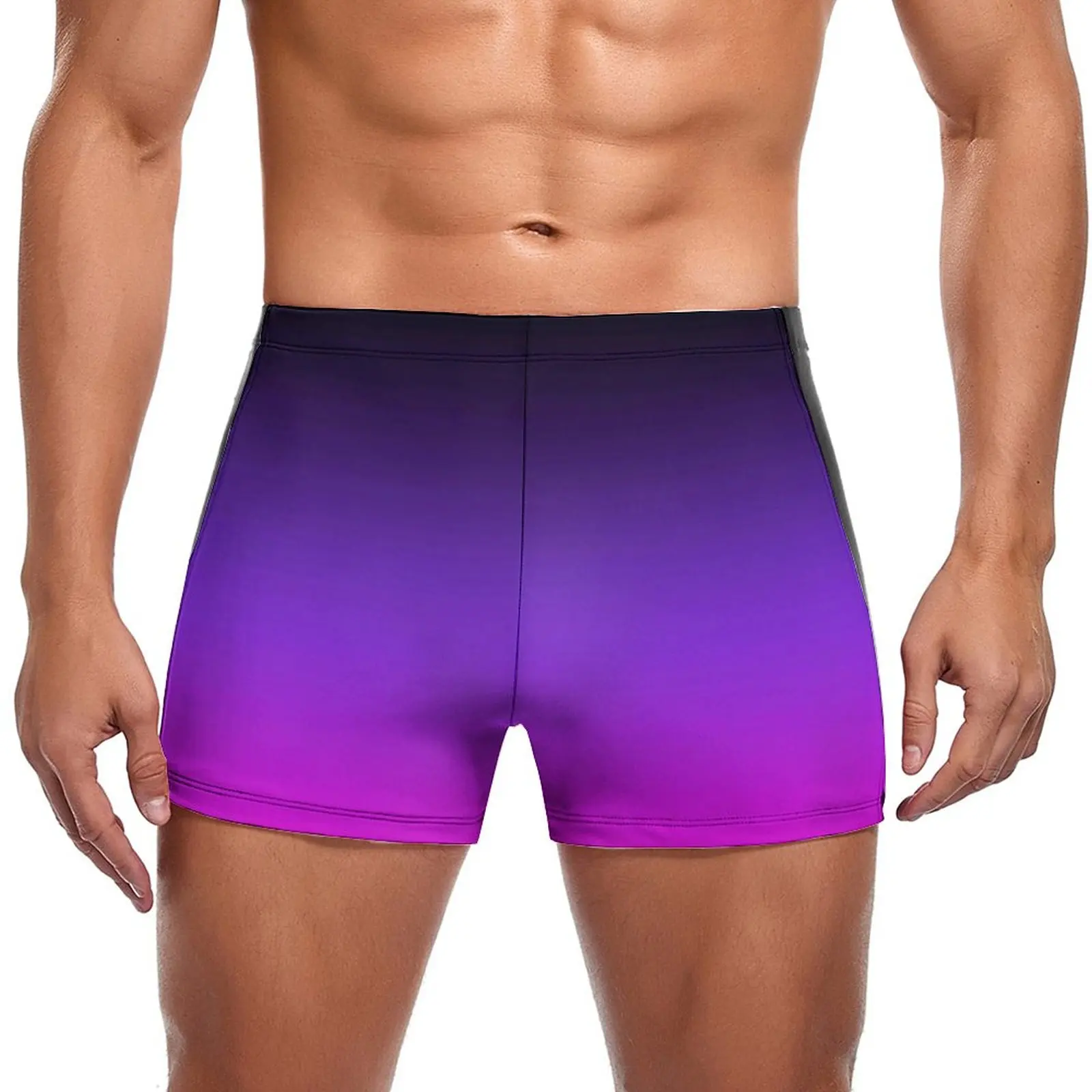 

Ombre Gradient Swimming Trunks Black Violet and Pink Custom Quick Dry Swim Boxers Training Large Size Men Swimsuit