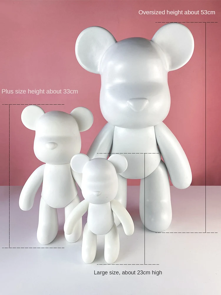 

7/18/23/33cm Fluid Bear White Mold Handmade Diy Graffiti Bearbrick Statue Manual Parent-child Toys Violent Bear Sculpture Decor