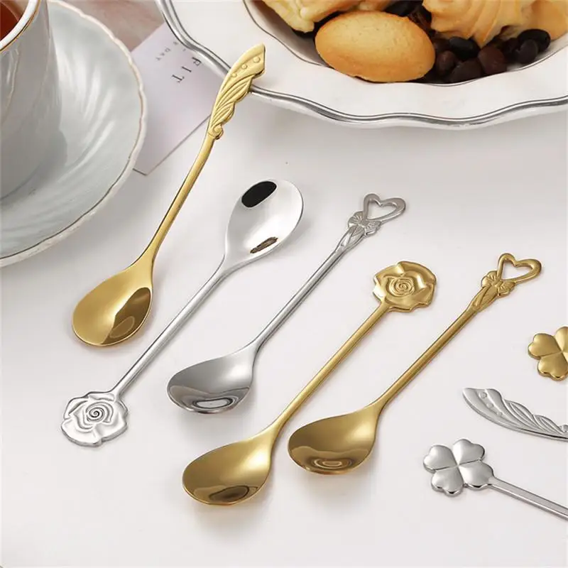 

304 Stainless Steel Dessert Spoon Four-leaf Clover Spoon bird's Nest Honey Mixing Spoon Milk Cake Ice Cream Coffee Spoon