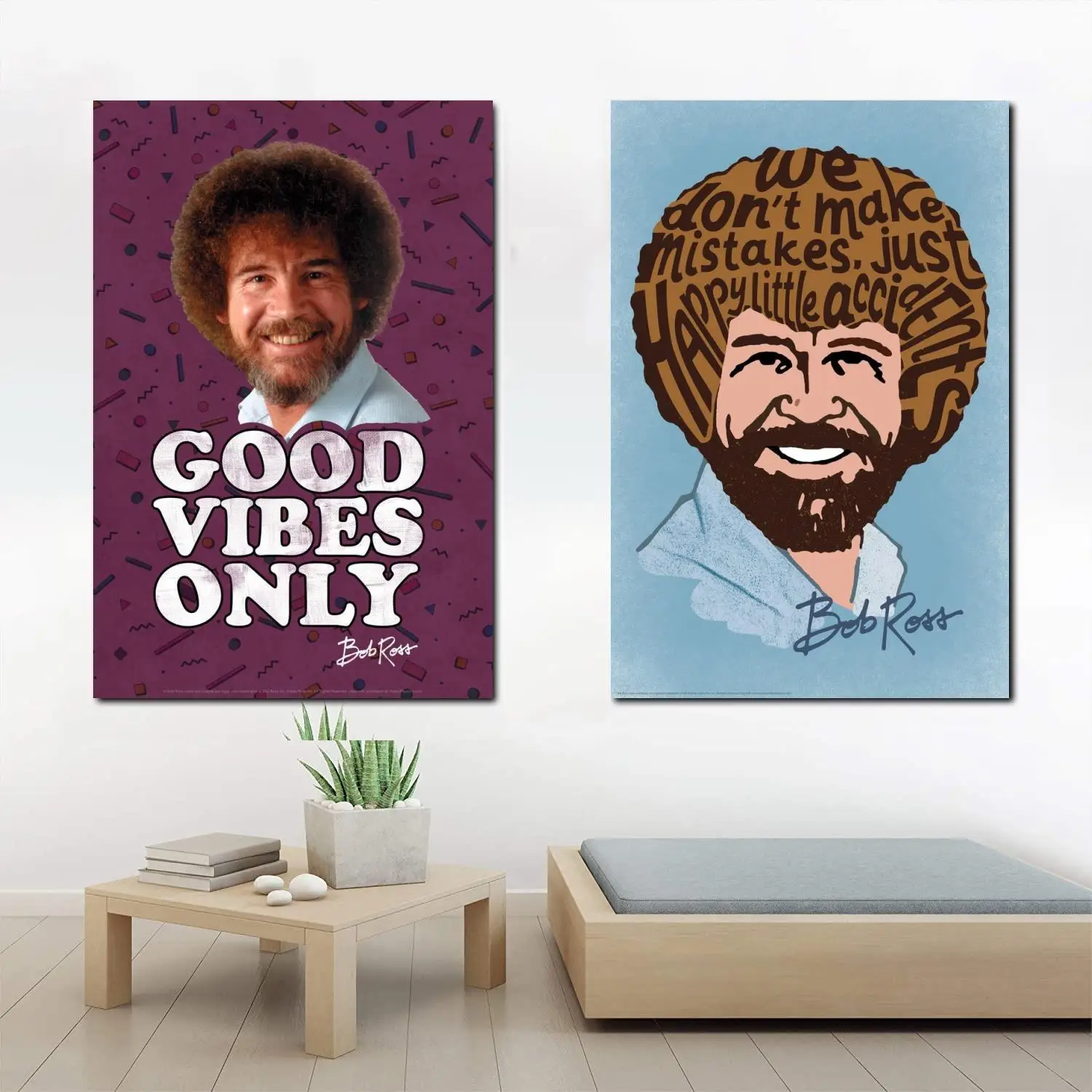 

Bob Ross Good Vibes Only Canvas Art Poster and Wall Art Picture Print Modern Family bedroom Decor Posters