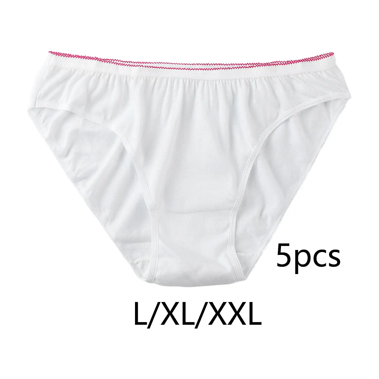 

5Pcs Women Disposable Panties Elastic Waistband White Comfortable Breathable Handy for Business Trip Girls Lady