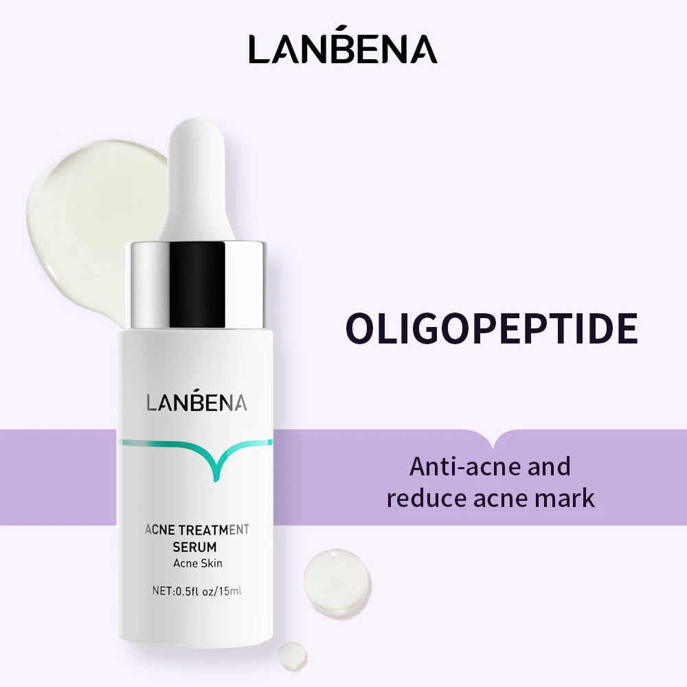 LANBENA-suero para el tratamiento del acné Facial, esencia Facial para el cuidado de la piel de la cara, para reducir los poros, eliminación de cicatrices y manchas oscuras, 15ml