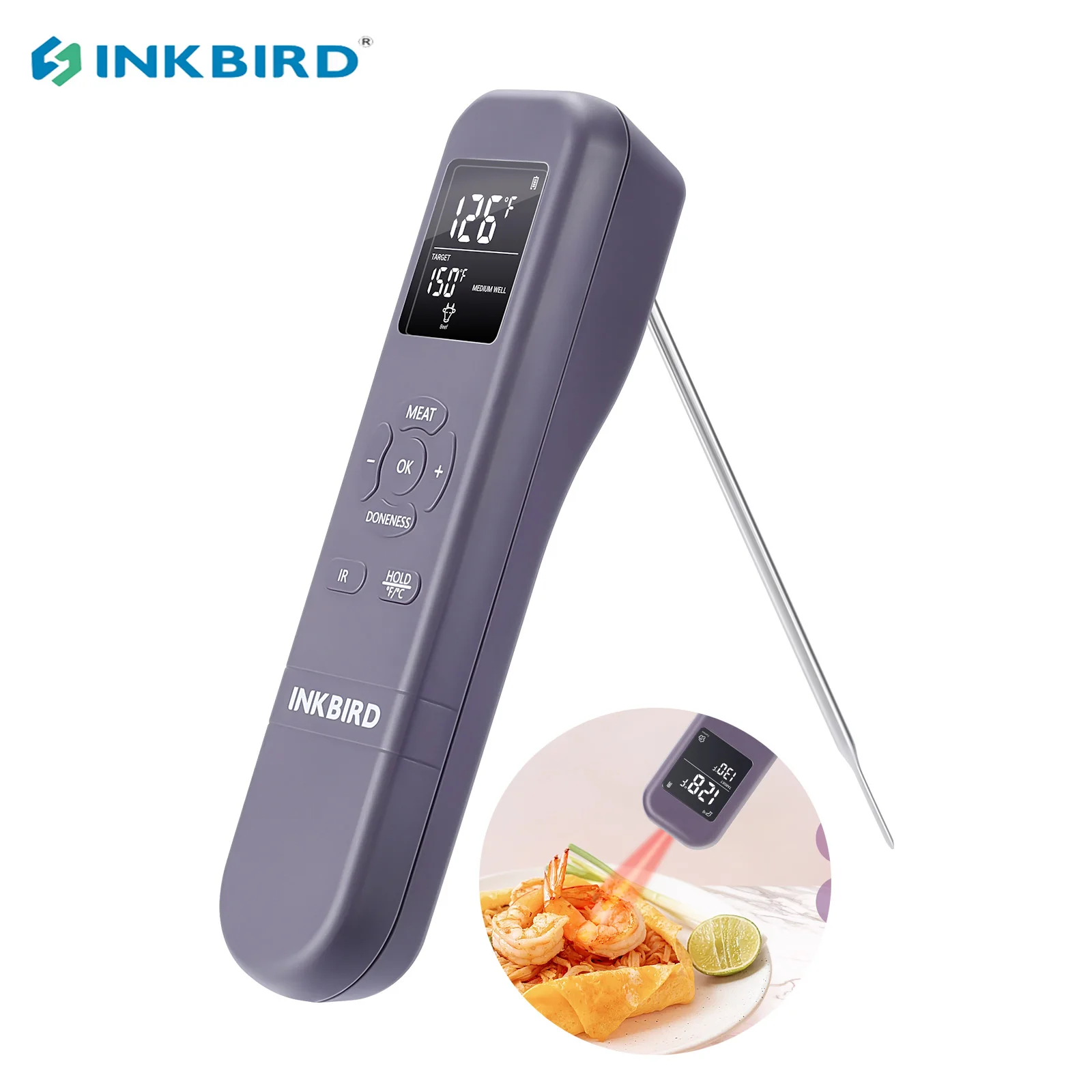 

INKBIRD New 3-In-1 Digital Backlight Folding Barbecue Kitchen Cooking Instant Reading Meat Thermometer For BBQ Kitchen Cooking