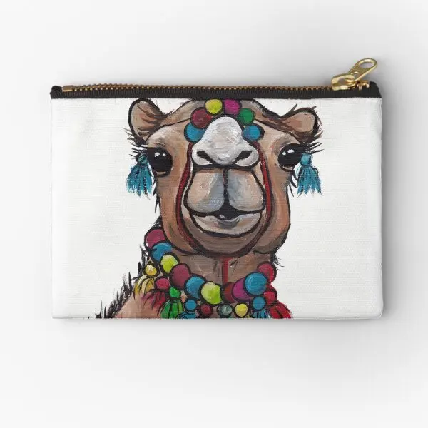 

Camel With Tassels Art Cute Camel Art Zipper Pouches Wallet Panties Bag Money Coin Socks Underwear Key Pocket Pure Women Small