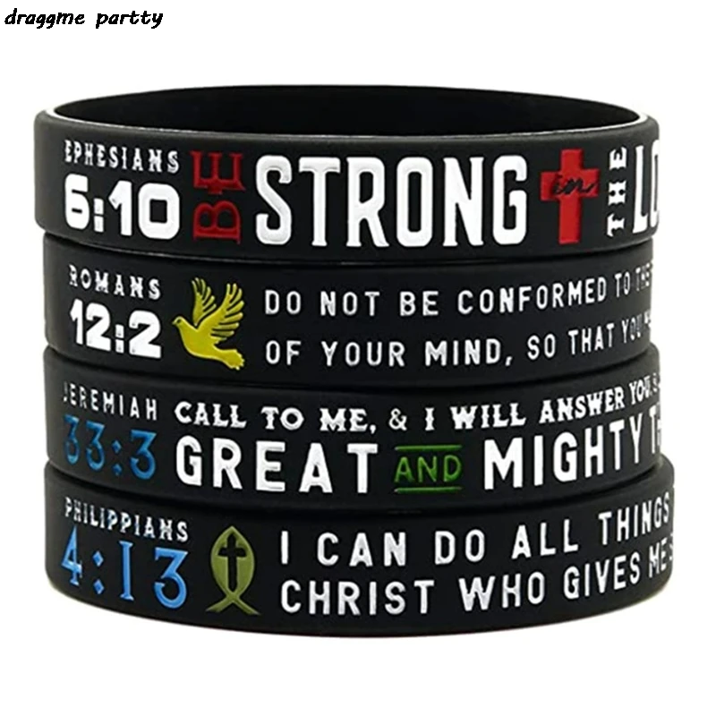 

1PCS Inspiring Bracelet Motivational Faith Dream Inspirational Bible Silicone Wristband Rubber Bracelet