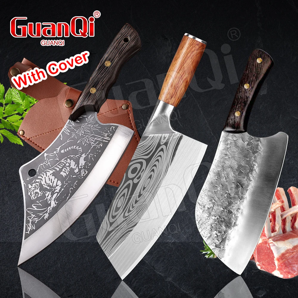 

Meat Cleaver Hunting Knife Professional Forged Meat Chopping Knife Meat Fish Vegetables Cleaver Butcher Knife Razor Sharp Tools