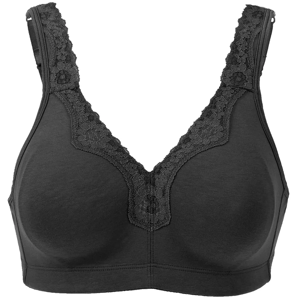 Cotton Non Padded Full Large Cup Black Bra Underwear Seamless Wirefree Thin Women Bras Plus Size Bras C D E F G H I
