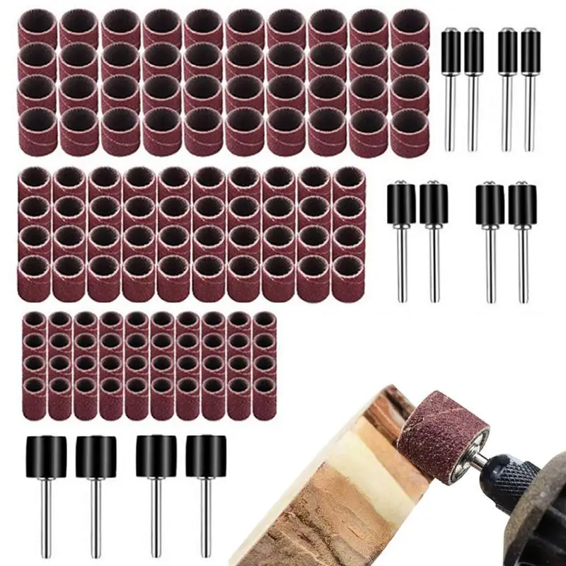 Sanding Drum Set 132PCS Rotary Tool Corundum Sander Sleeves Home Improvement Accessories Sander Drums For Polishing Cleaning